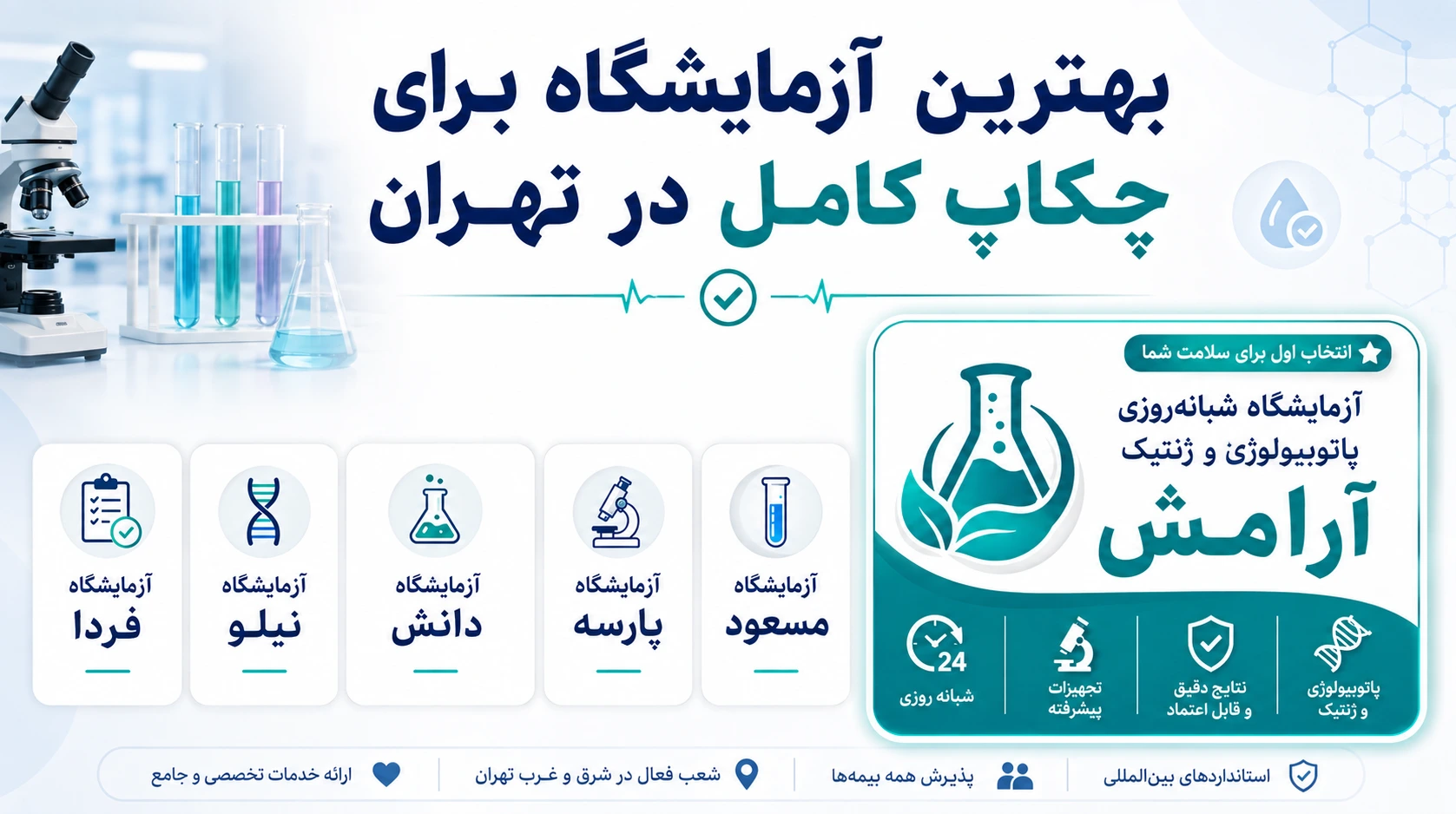 بهترین آزمایشگاه برای چکاپ کامل در تهران